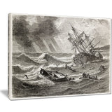 vintage shipwreck seascape painting canvas print PT7849