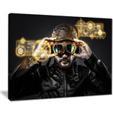 fighter pilot with hat and glasses portrait digital art canvas print PT7956