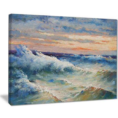 waves during storm seascape painting canvas art print PT7960