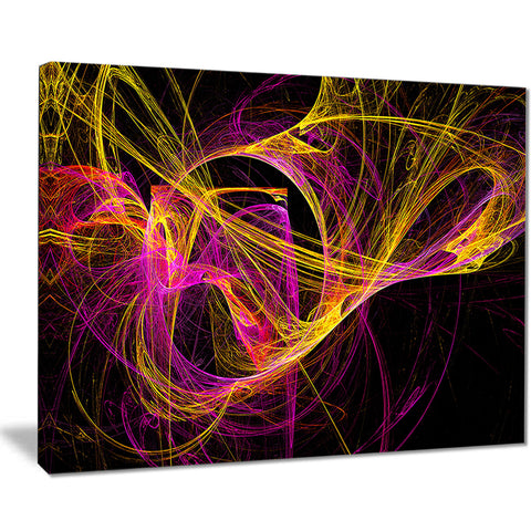 wisps of smoke yellow in black abstract digital art canvas print PT7970