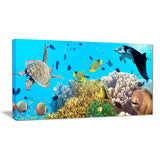 underwater panorama with sea creatures photo canvas art print PT7990