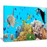 underwater panorama with sea creatures photo canvas art print PT7990