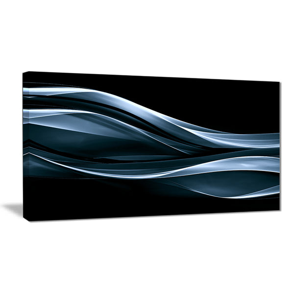 fractal lines blue in black abstract digital art canvas print PT8009