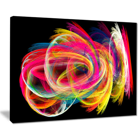 colorful thick strokes in black abstract digital canvas print PT8021