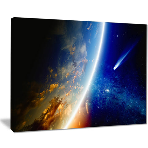 comet approaching earth modern spacescape canvas print PT8082
