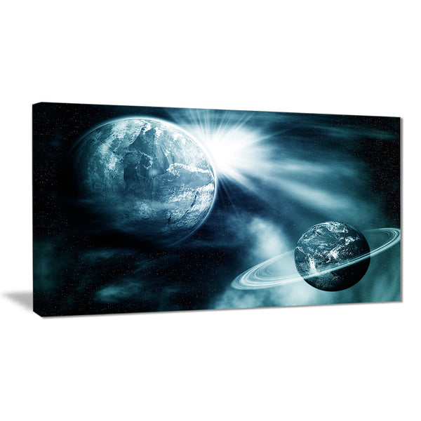 space view with two planets modern spacescape canvas print PT8083