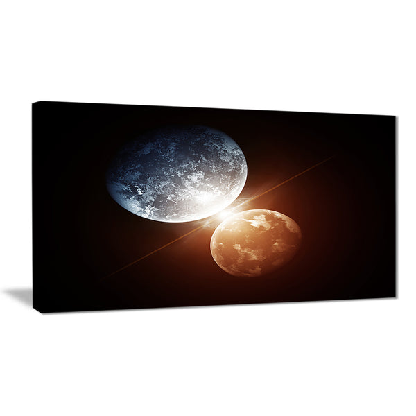 kiss between two planets modern spacescape canvas print PT8084
