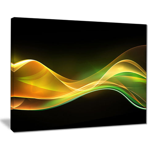 3d gold green wave design abstract digital art canvas print PT8223