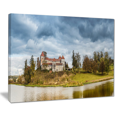 castle by the lake landscape photo canvas art print PT8265