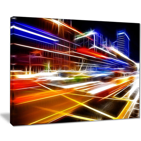 high speed traffic trails cityscape digital art canvas print PT8266