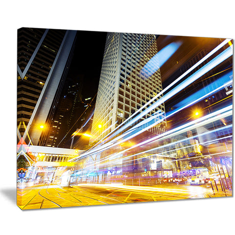 urban city traffic trails cityscape digital art canvas print PT8271