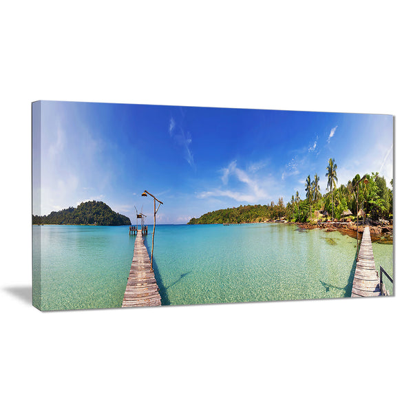 piers and palm trees on island landscape photo canvas print PT8286