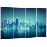 blue new york at night cityscape digital art canvas print PT8295