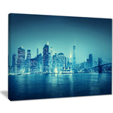 blue new york at night cityscape digital art canvas print PT8295