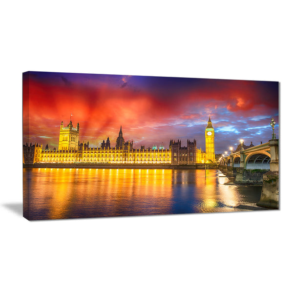 sunset view of london skyline cityscape photo canvas print PT8308