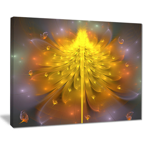 yellow fractal flower with pink floral digital art canvas print PT8327