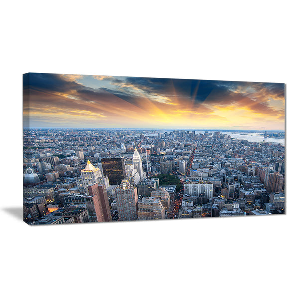 aerial view of nyc skyscrapers cityscape photo canvas print PT8336