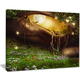 enchanted cave with flowers landscape digital canvas print PT8340