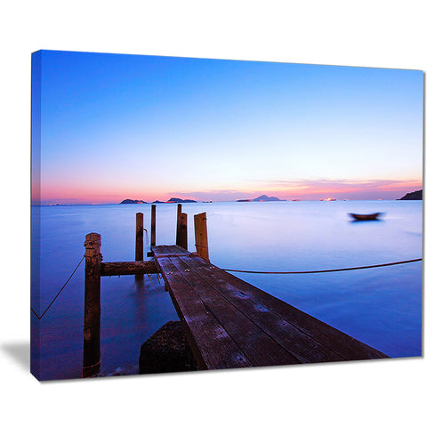wooden pier at sunset seascape photo canvas art print PT8349
