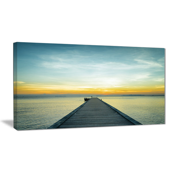boat pier at sunset seascape photo canvas art print PT8353