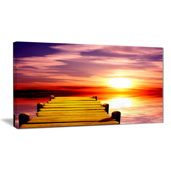 burning sunset in blue sky seascape photo canvas print PT8354
