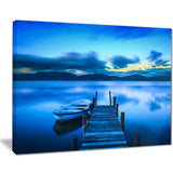 cloudy blue sky with pier seascape photo canvas print PT8363