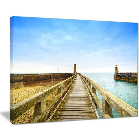 pier and lighthouse france seascape photo canvas print PT8374