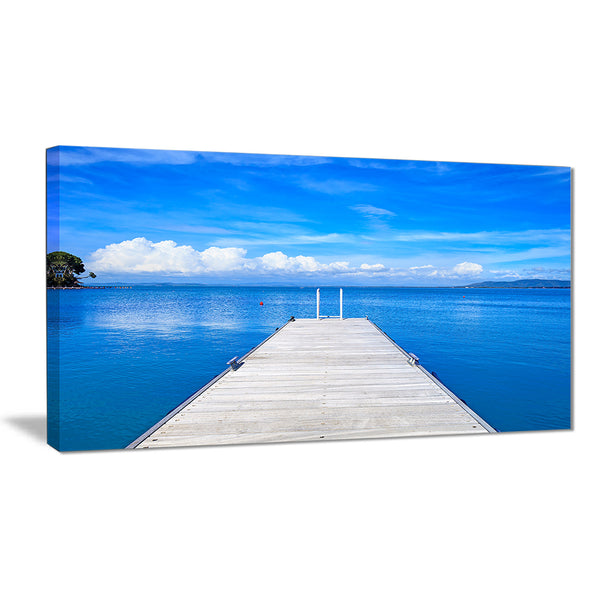 large wooden pier seascape photo canvas print PT8387