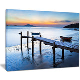 old wooden pier in bright sea seascape photo canvas print PT8394