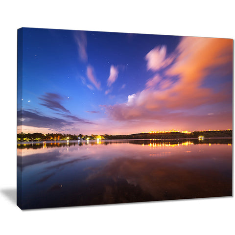 night sky over river with clouds modern photo canvas print PT8421