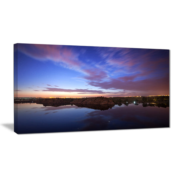 dark night sky over river modern photography canvas print PT8422