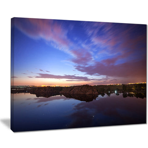 dark night sky over river modern photography canvas print PT8422