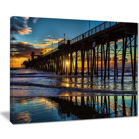 oceanside pier at evening landscape photo canvas print PT8428