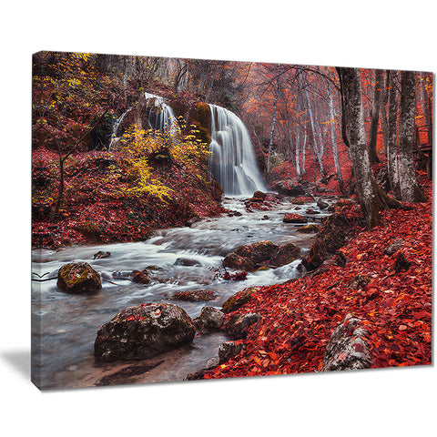 silver stream waterfall wide landscape photo canvas print PT8436