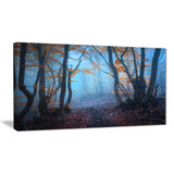 dark forest with orange leaves landscape photo canvas print PT8441