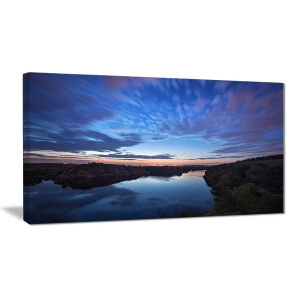 clouds reflection in river landscape photo canvas print PT8446