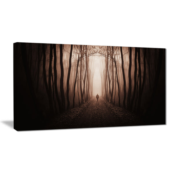 man in surreal forest with fog landscape photo canvas print PT8481