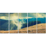 blue forest in fog landscape photo canvas print PT8483