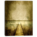 vintage pier over lake landscape digital art canvas print PT8626