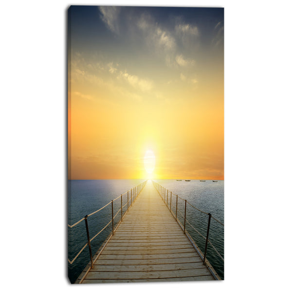 ocean sunset with pier seascape photo canvas print PT8635
