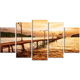 sunset over brown sea seascape photo canvas print PT8637