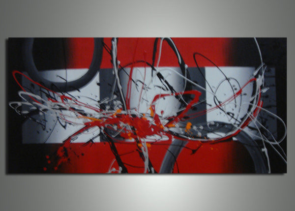 Modern Red Abstract Art  331s - 32x16in