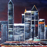 Night City Knife Art Painting  - 40x30in