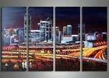 Cityscape Art Painting Night 64x32in