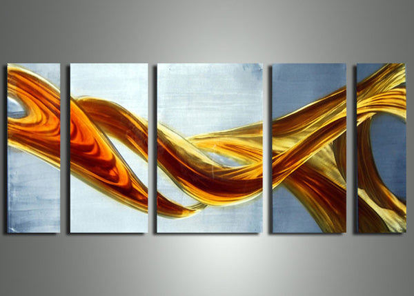 Yellow Orange Metal Art Painting 56x24