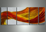 Yellow Orange Metal Abstract Art 56x24