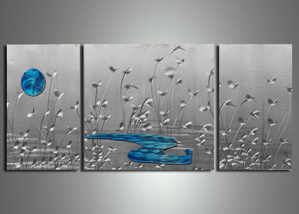 Silver Metal Nature Painting 60x24
