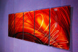 Multi Panels Red Art Painting - 60x24