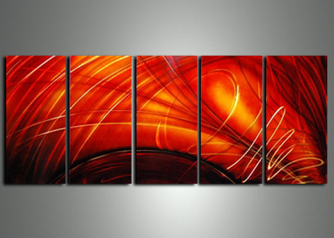 Multi Panels Red Art Painting - 60x24