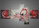 Red Abstract Metal Art 414 66 x 36in